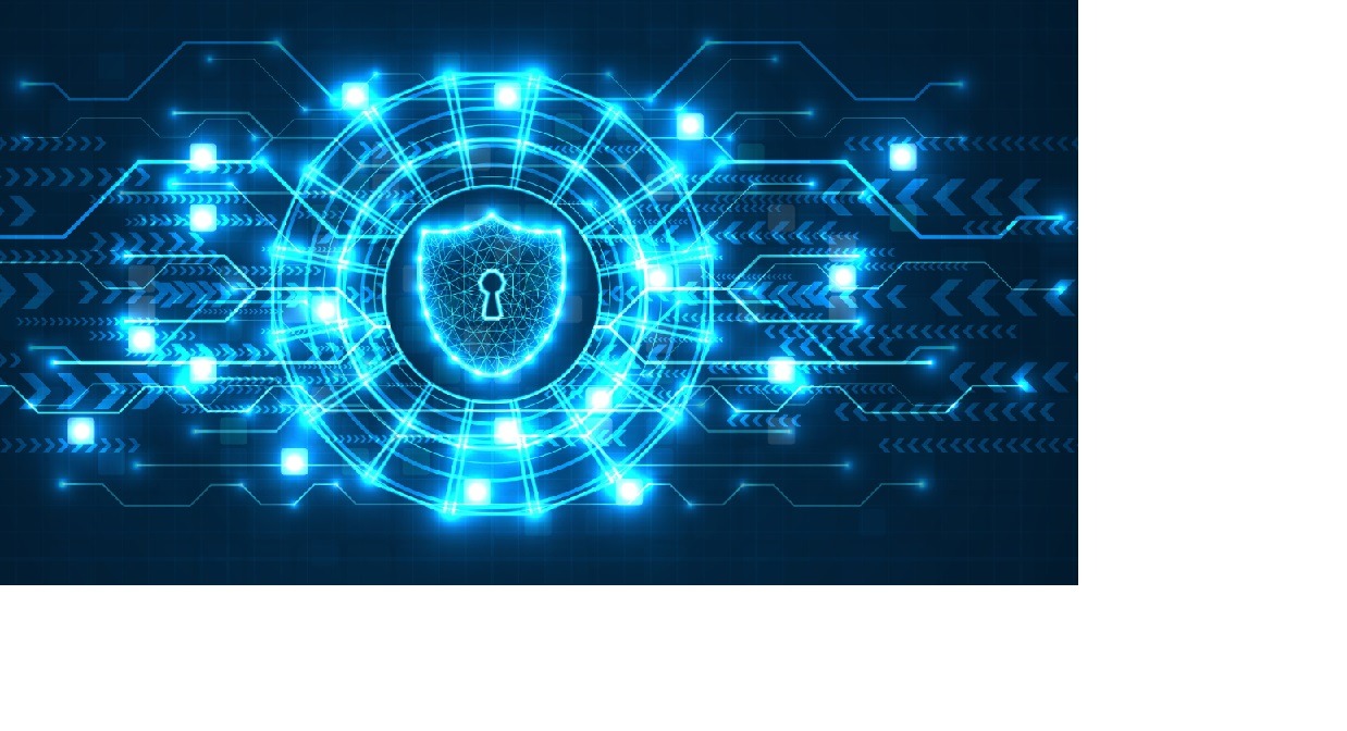 Digital shield with keyhole symbolize advanced cybersecurity, encryption, network & cloud protection