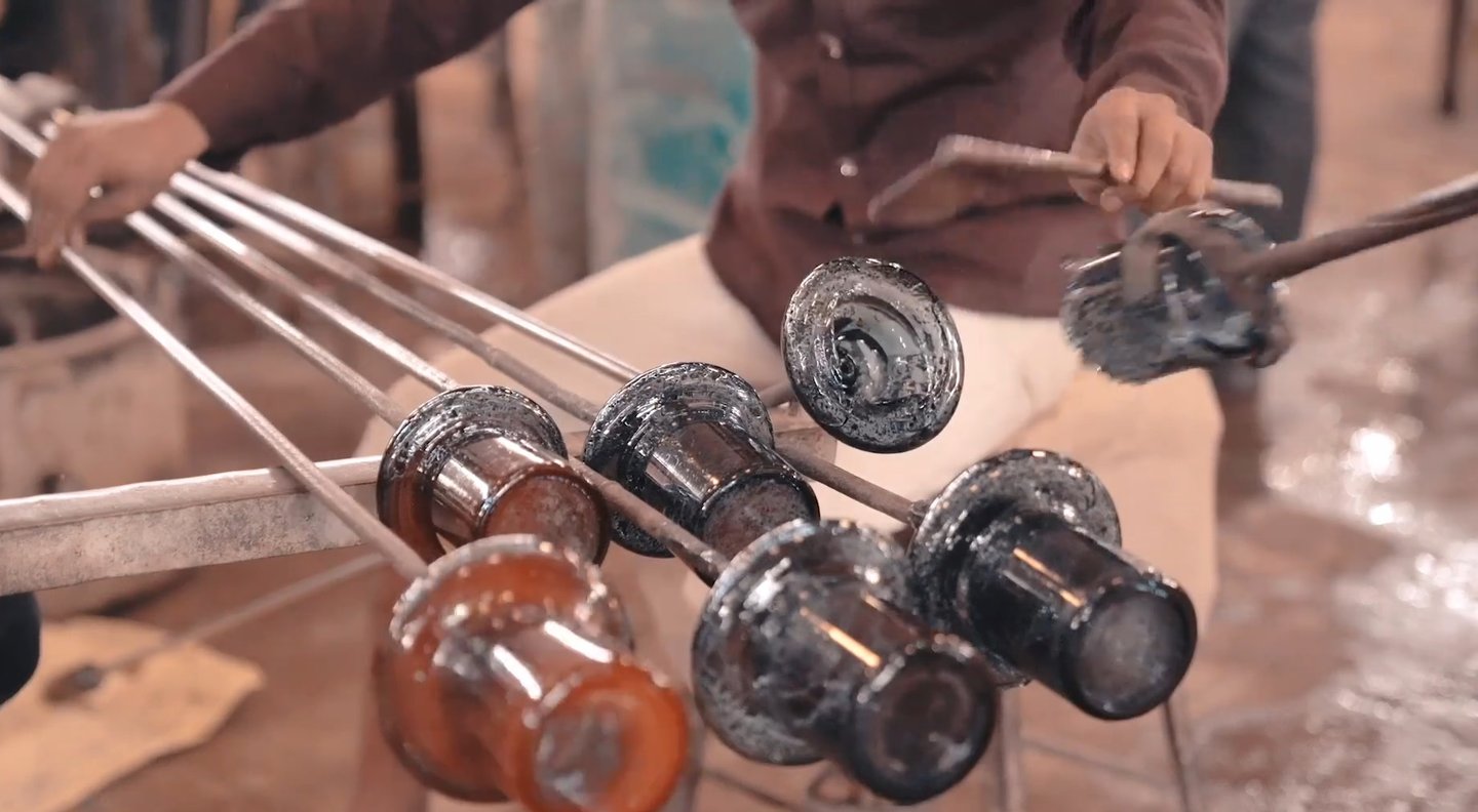 mouth blowing glass making in firozabad