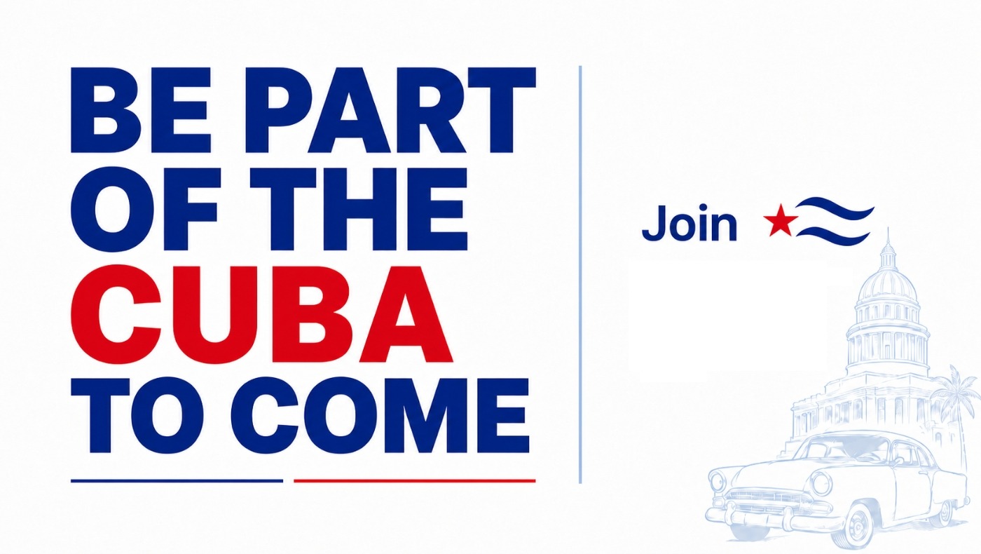 Be part of the Cuba to come graphic with a classic car and Havana capitol building illustration.