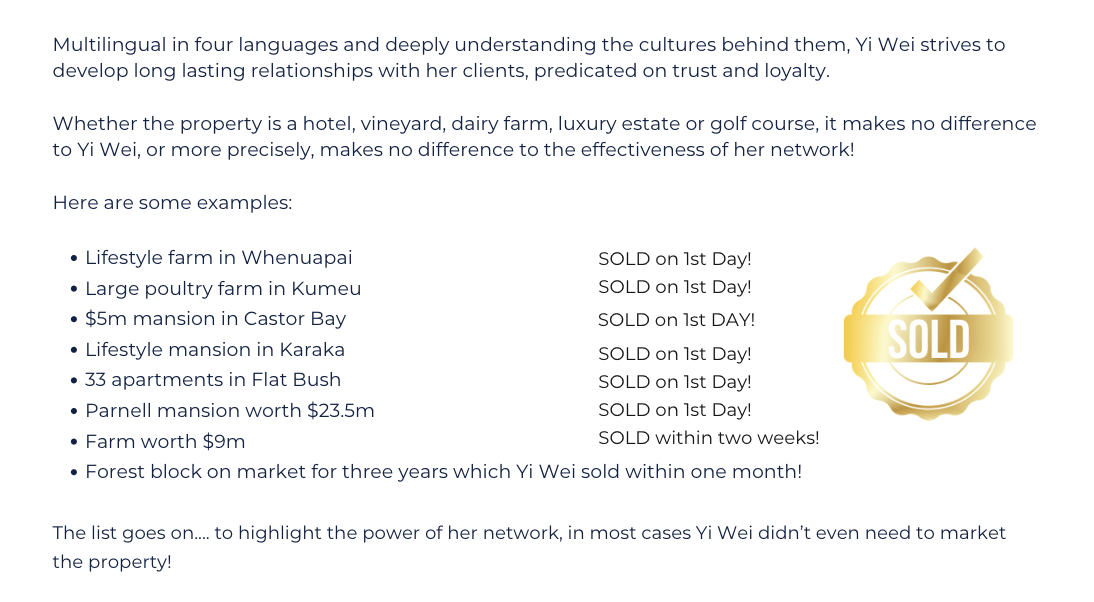 Examples of Yi Wei Tang's exceptional track record