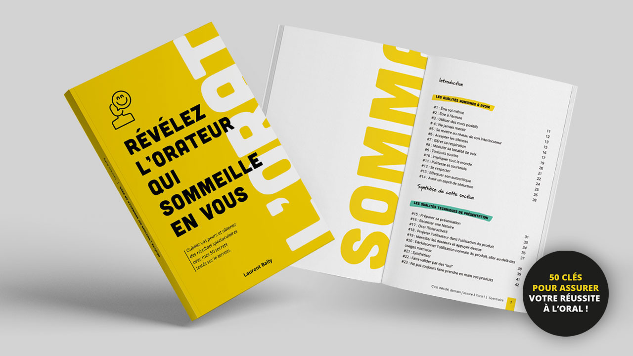 Livre "Révélez l'orateur qui sommeille en vous" en couverture et ouvert à la page du sommaire