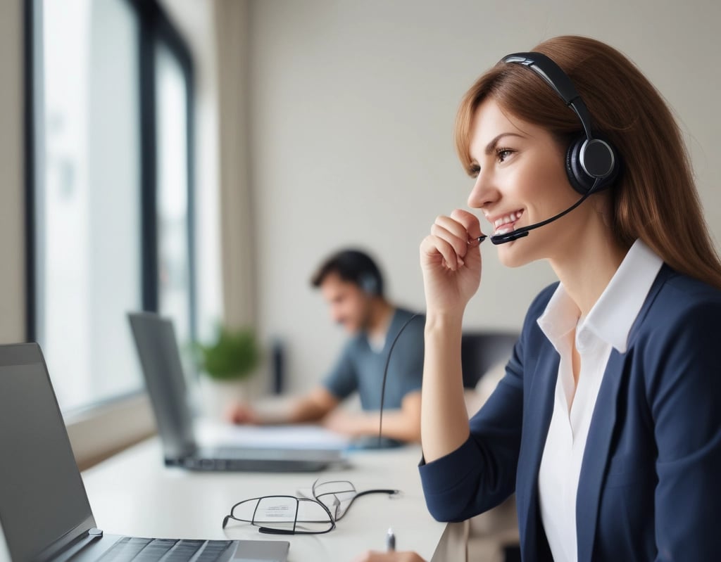 Modern office reception area with friendly staff ready to assist condominium clients.
