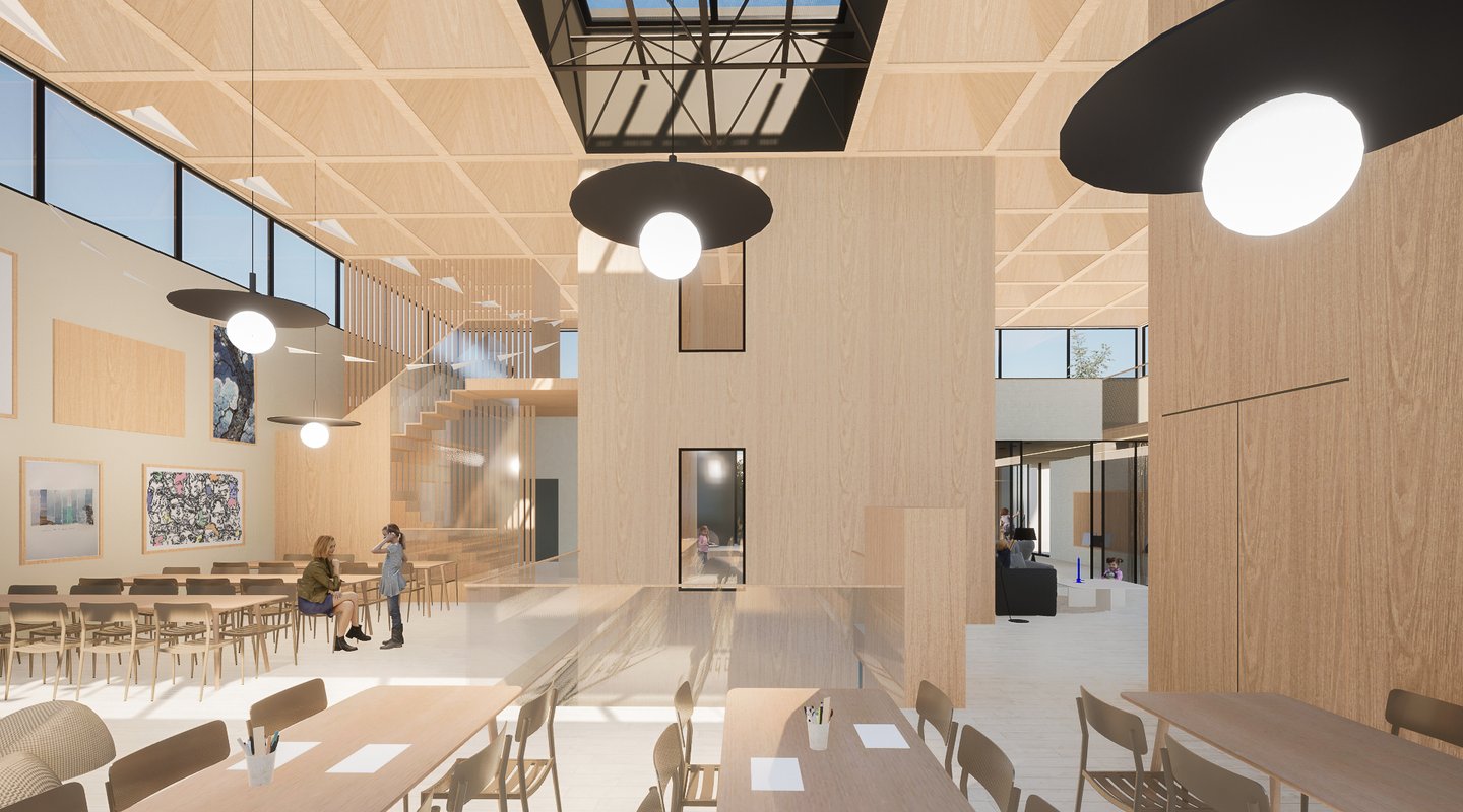 Espace d'activité avec des tables pour le centre de loisirs