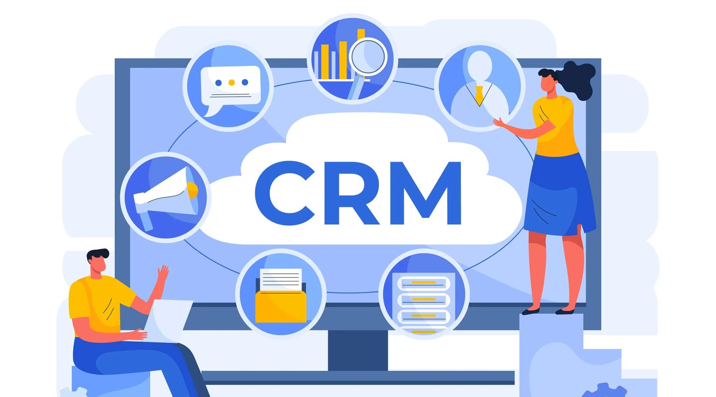 Infografika ukazująca moduły jakimi dysponuje system crm