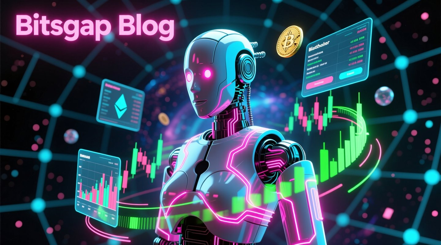 a robot with a bitcoin on the screen