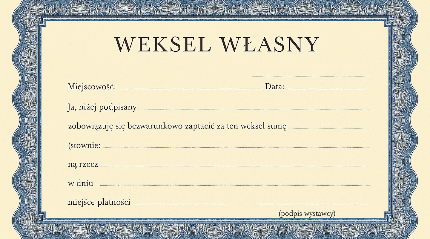 Wzór weksla wzorowany na drukach z okresu międzywojennego. 