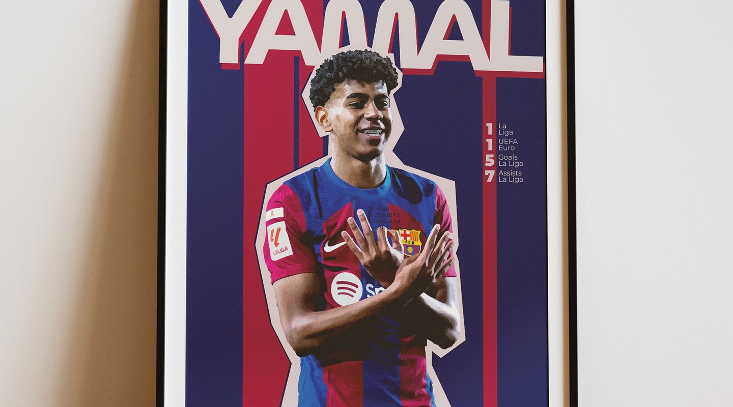 Lamine Yamal the Catalan Star, poster framed