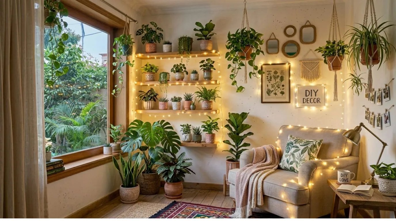 Budget-friendly DIY home decor with plants and creative decorations
