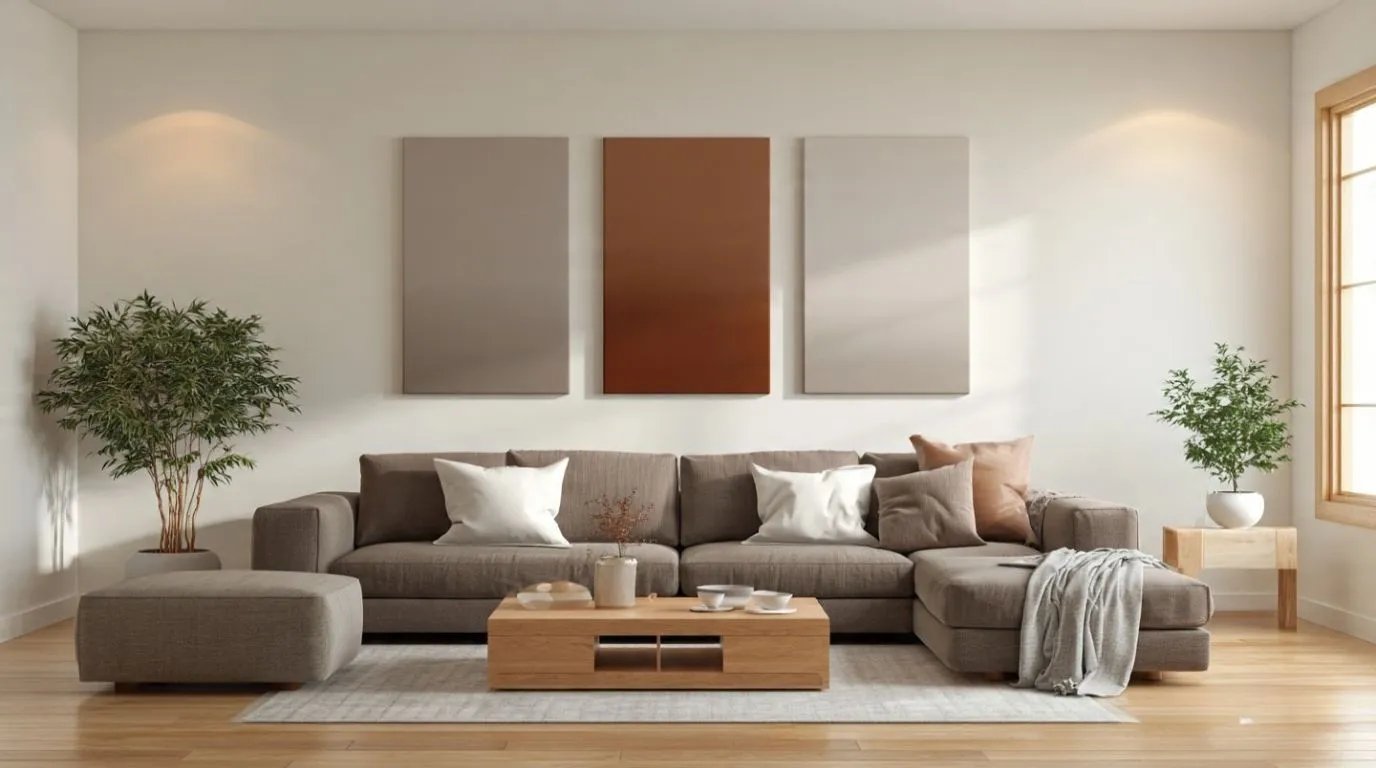 Simple modern living room showing basic home decor design and furniture