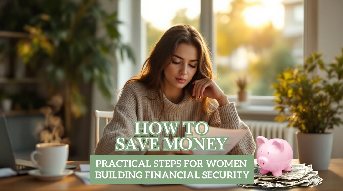 a woman sitting at a desk with a piggy bank