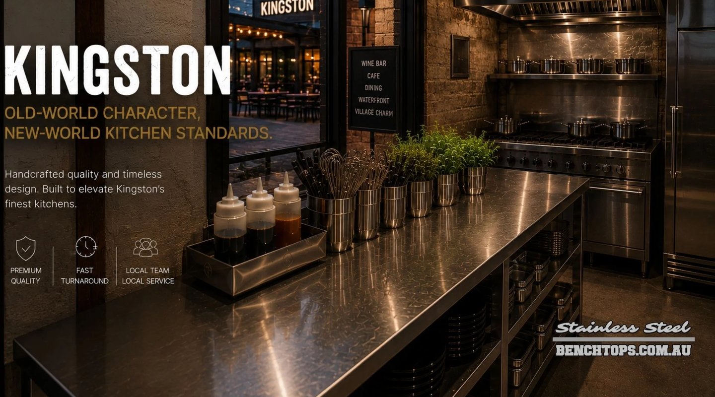 Premium kitchen pass and durable stainless steel benchtop Kingston.