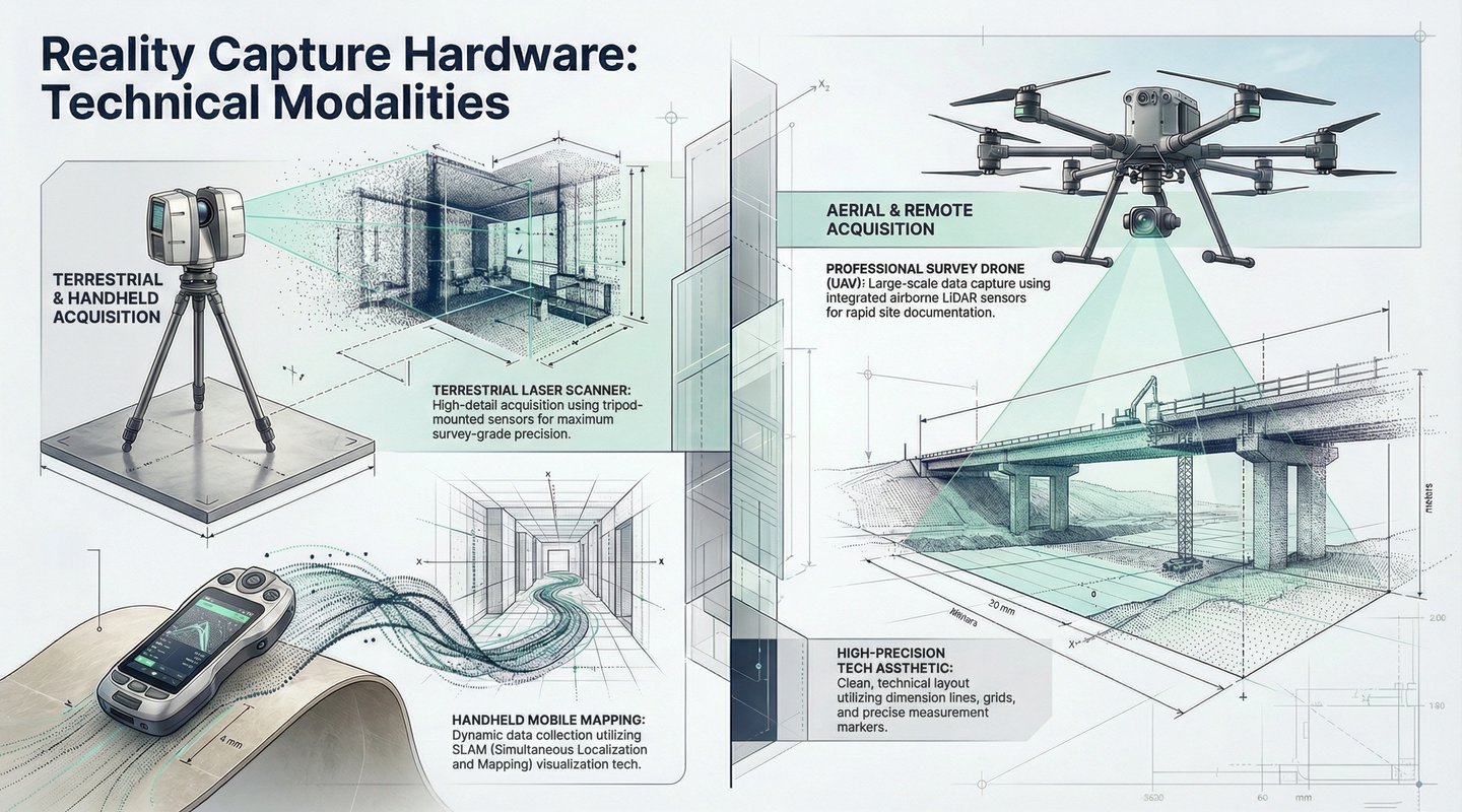Visual comparison of LiDAR, mobile mapping, and SLAM technologies used in 3D scanning trends Vancouver construction projects