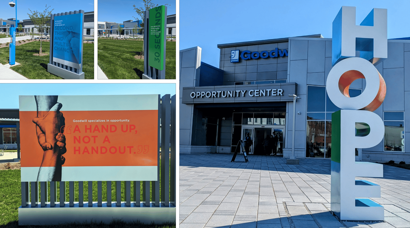 Louisville Goodwill Opportunity Center Placemaking Hope Sign and Interpretive Graphics