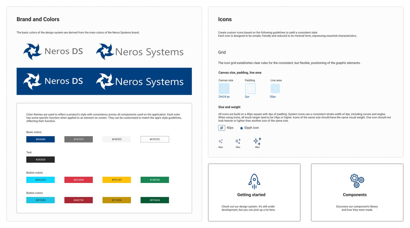 Examples of the use of components from the Neros DS design system.