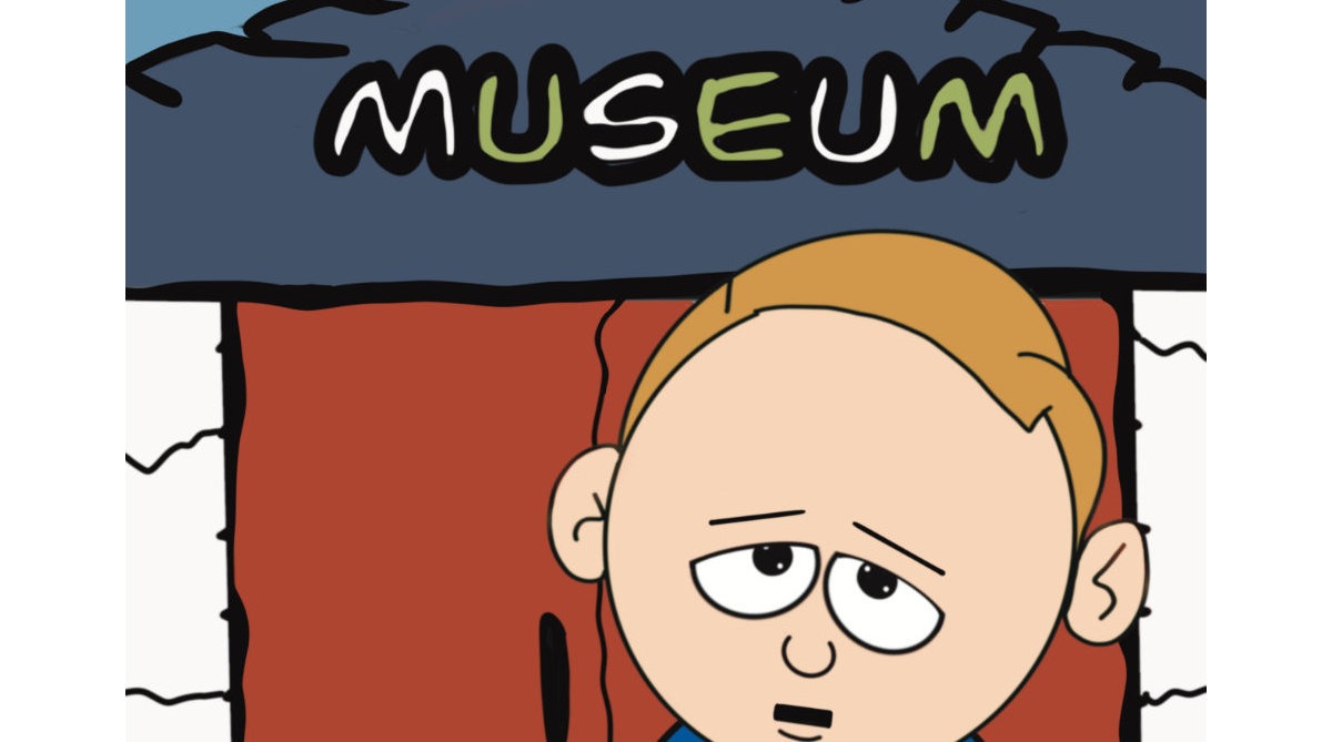 niño frente al museo