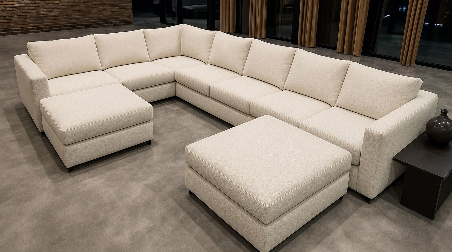 Contemporary sectional sofa with clean lines and neutral tones, created by Solo Home Decor.