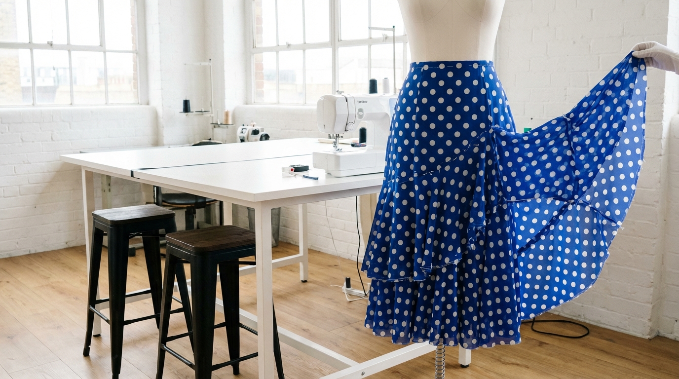 Confección traje de flamenca en taller de costura Valencia MANRIQUE Studio