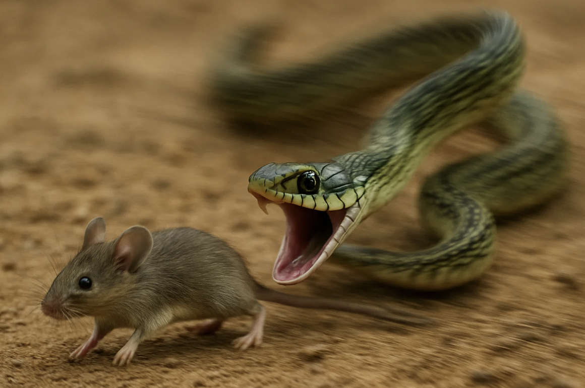 Un serpent attaque une souri pour la journées mondiale des serpents.