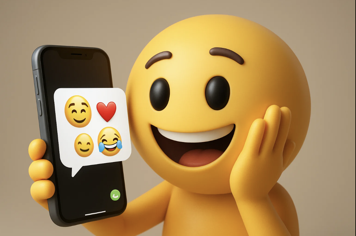 émoji en 3D qui reçoit des émojis sur son téléphone pour la journée mondiale.