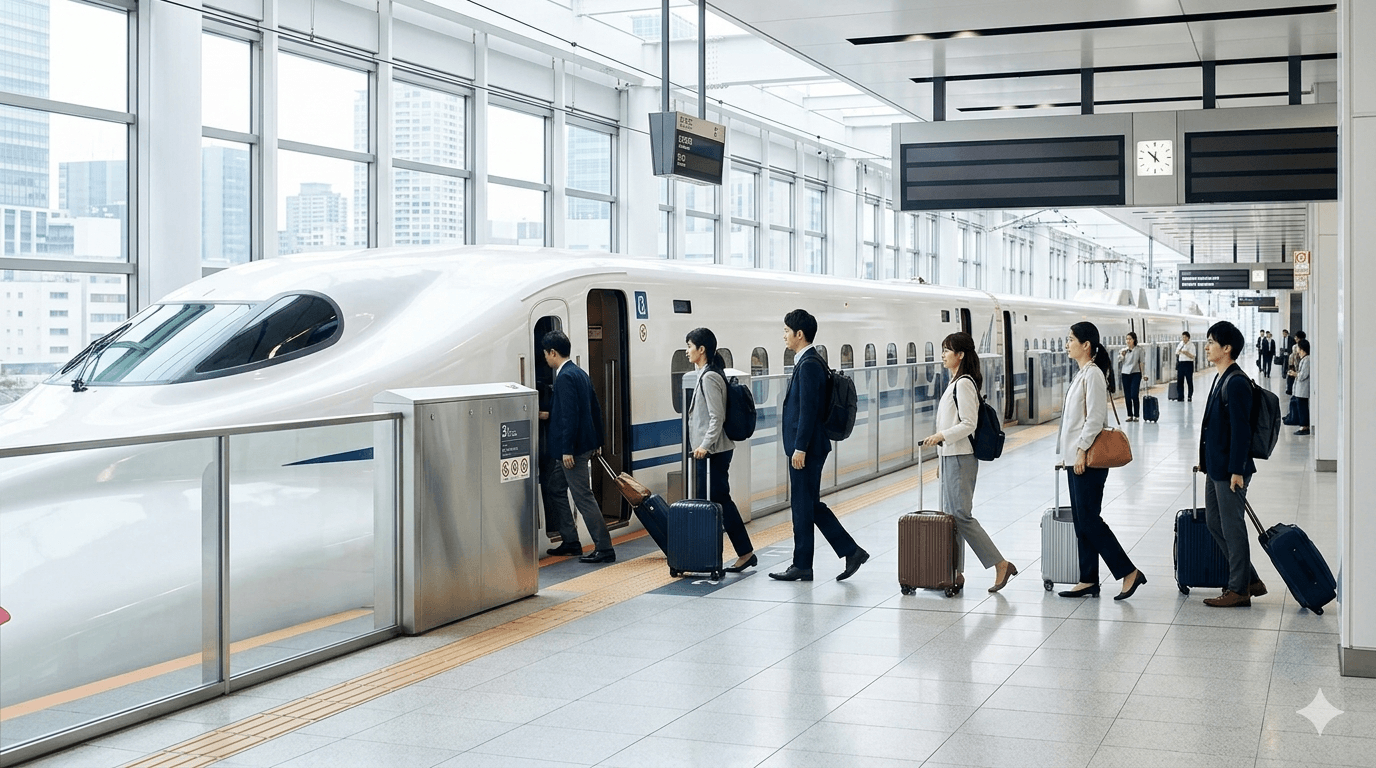 Trem-bala no Japão como principal meio de transporte entre cidades.