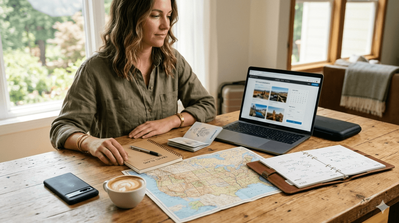 Viajante planejando a melhor época para viajar para os Estados Unidos.