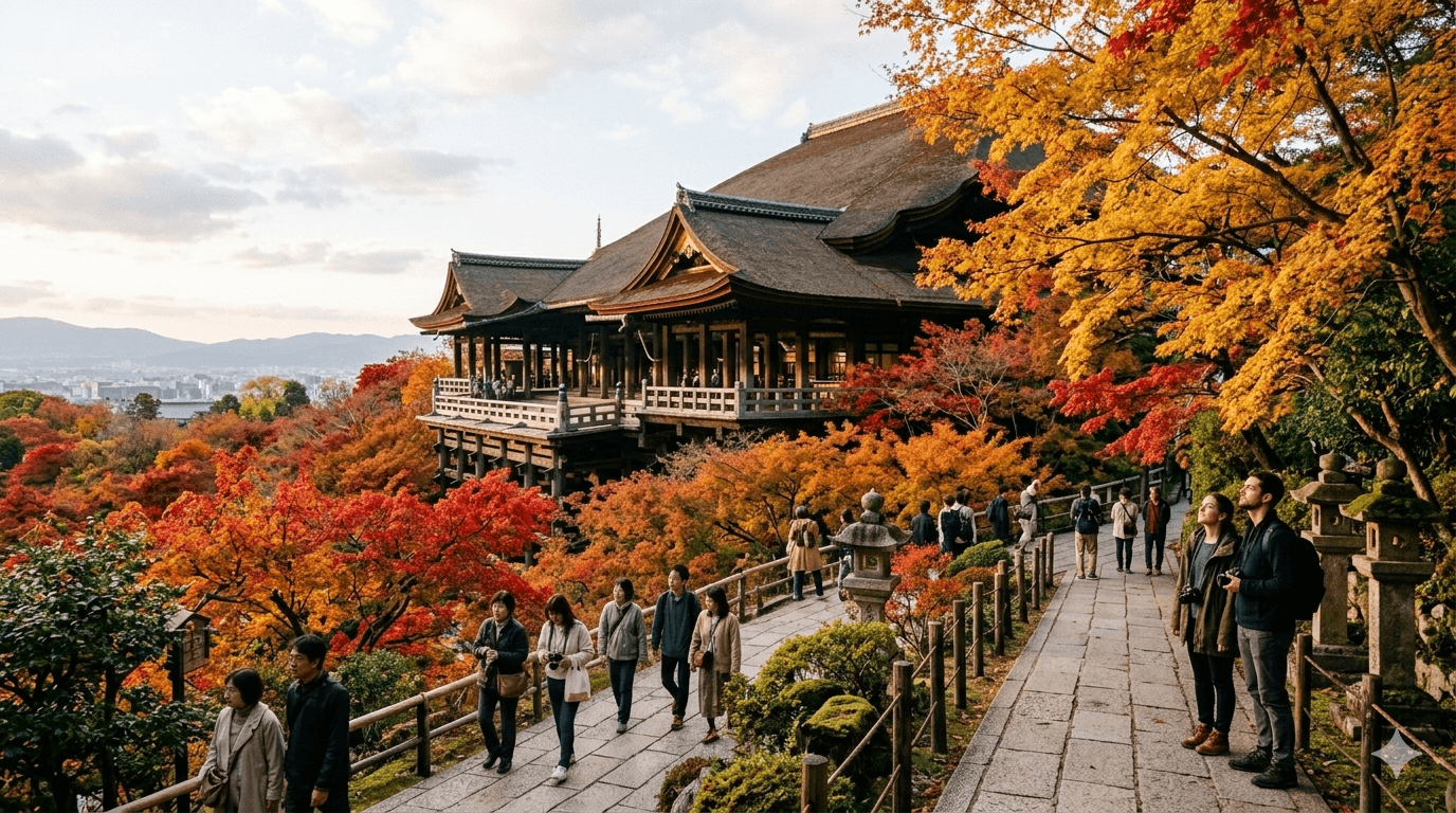 Outono em Kyoto como uma das melhores épocas para viajar para o Japão.