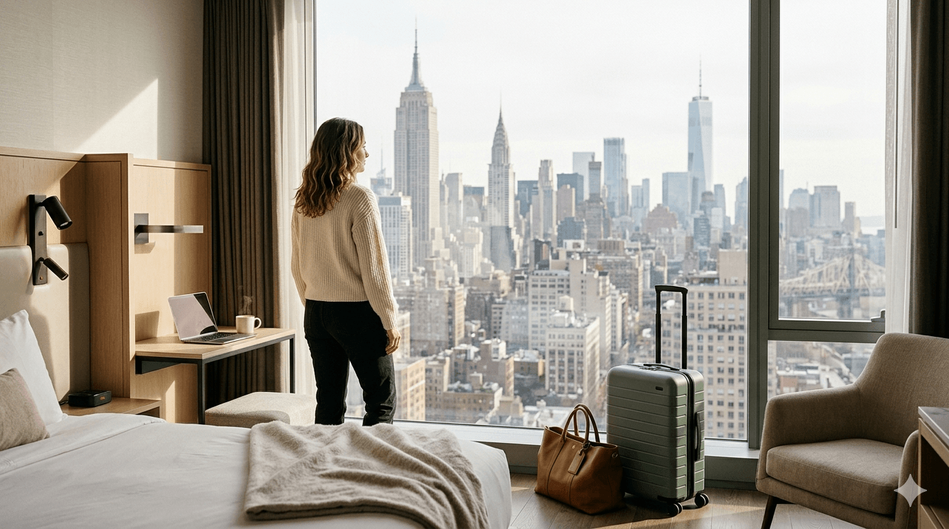 Vista de hotel em Manhattan para artigo sobre onde ficar em Nova York.