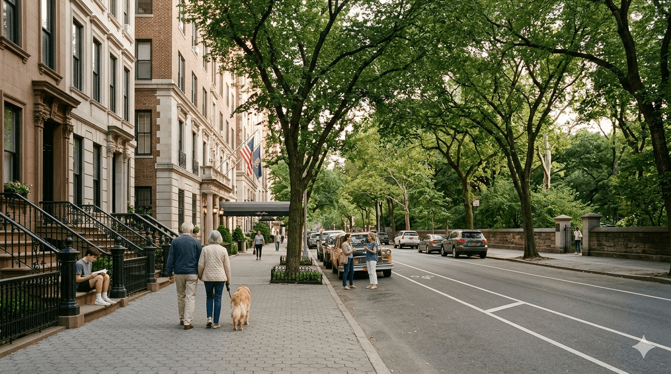 Upper West Side próximo ao Central Park como região tranquila para ficar em Nova York.