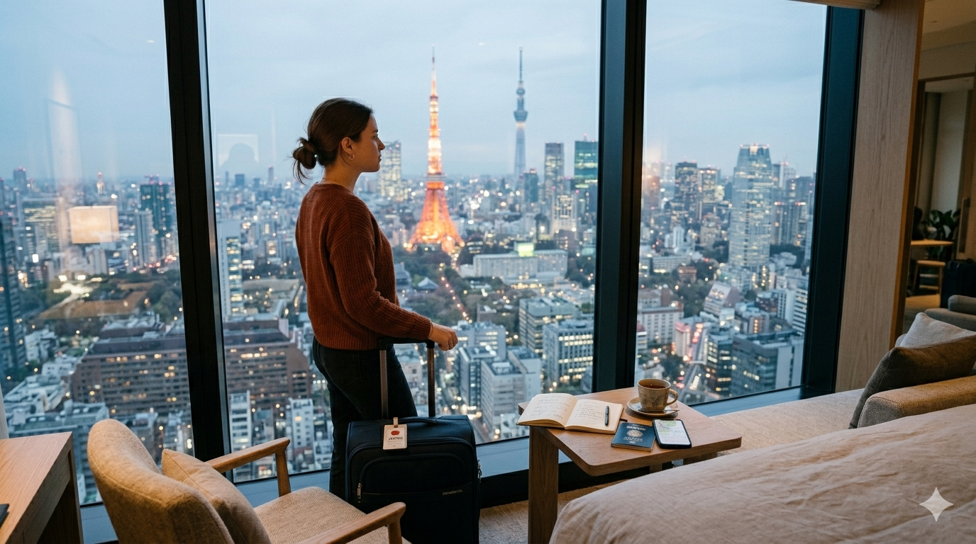 Vista de hotel em Tóquio para artigo sobre onde ficar em Tóquio.