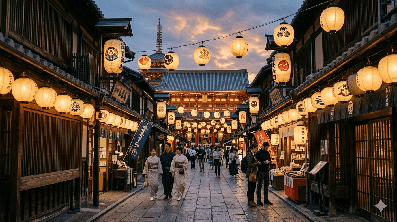 Asakusa como região tradicional para se hospedar em Tóquio.