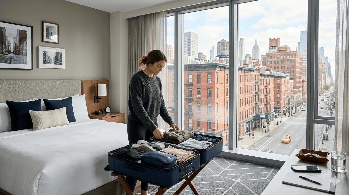 Hospedagem nos Estados Unidos como um dos principais custos da viagem.