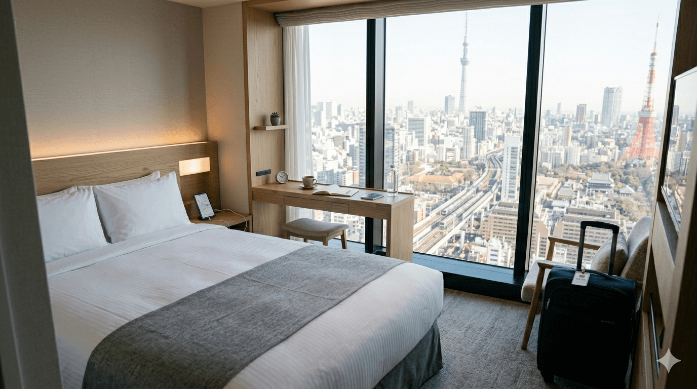 Hospedagem no Japão como um dos principais custos da viagem.