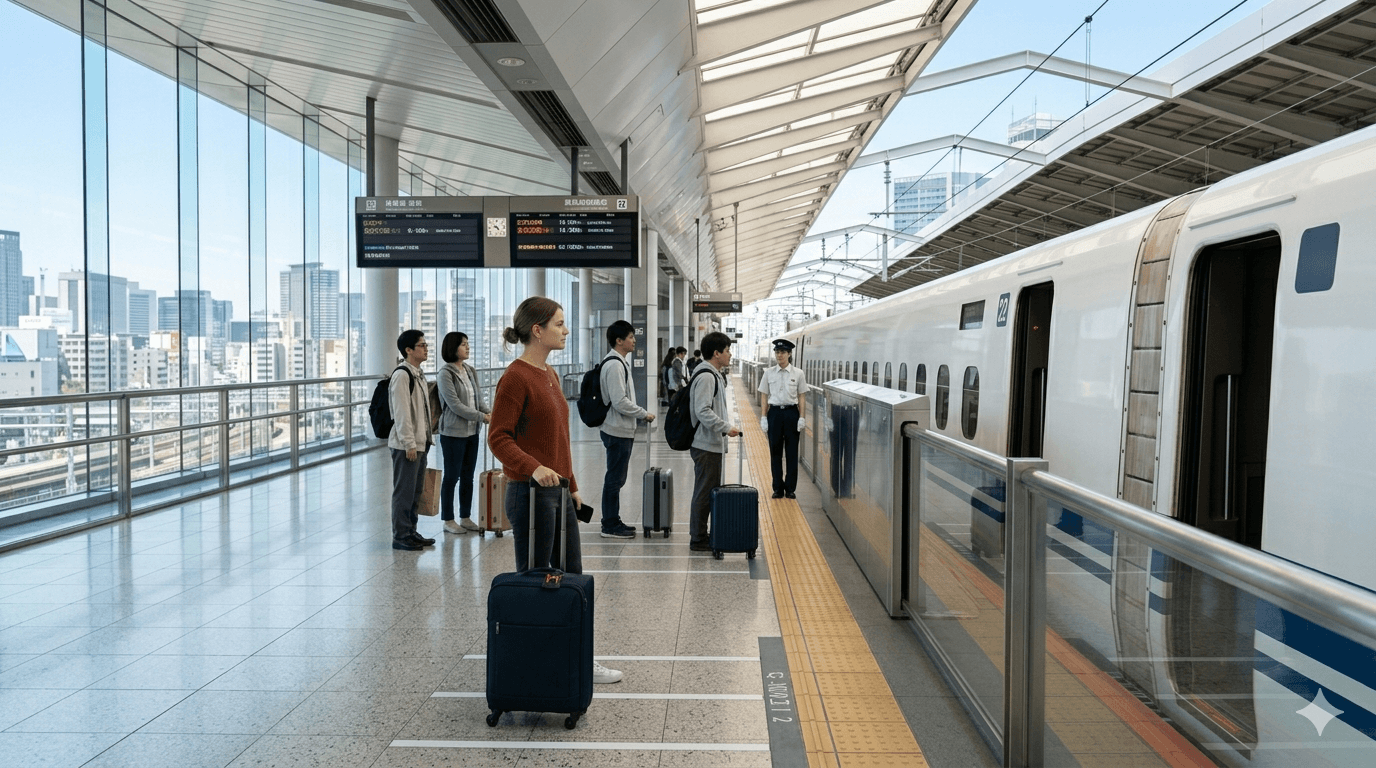 Trem-bala no Japão como custo importante no orçamento da viagem.