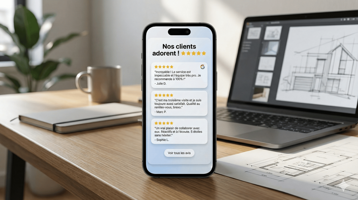 Illustration de la solution Notiia, transformation des avis en visuels réseaux sociaux