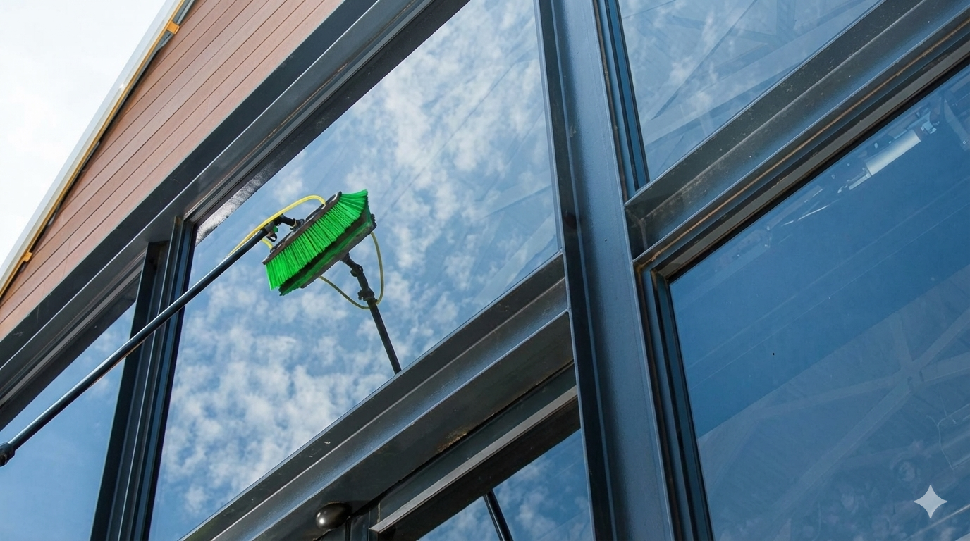 Professional high-rise window cleaning by TOT Cleaning & Landscape Sdn Bhd.