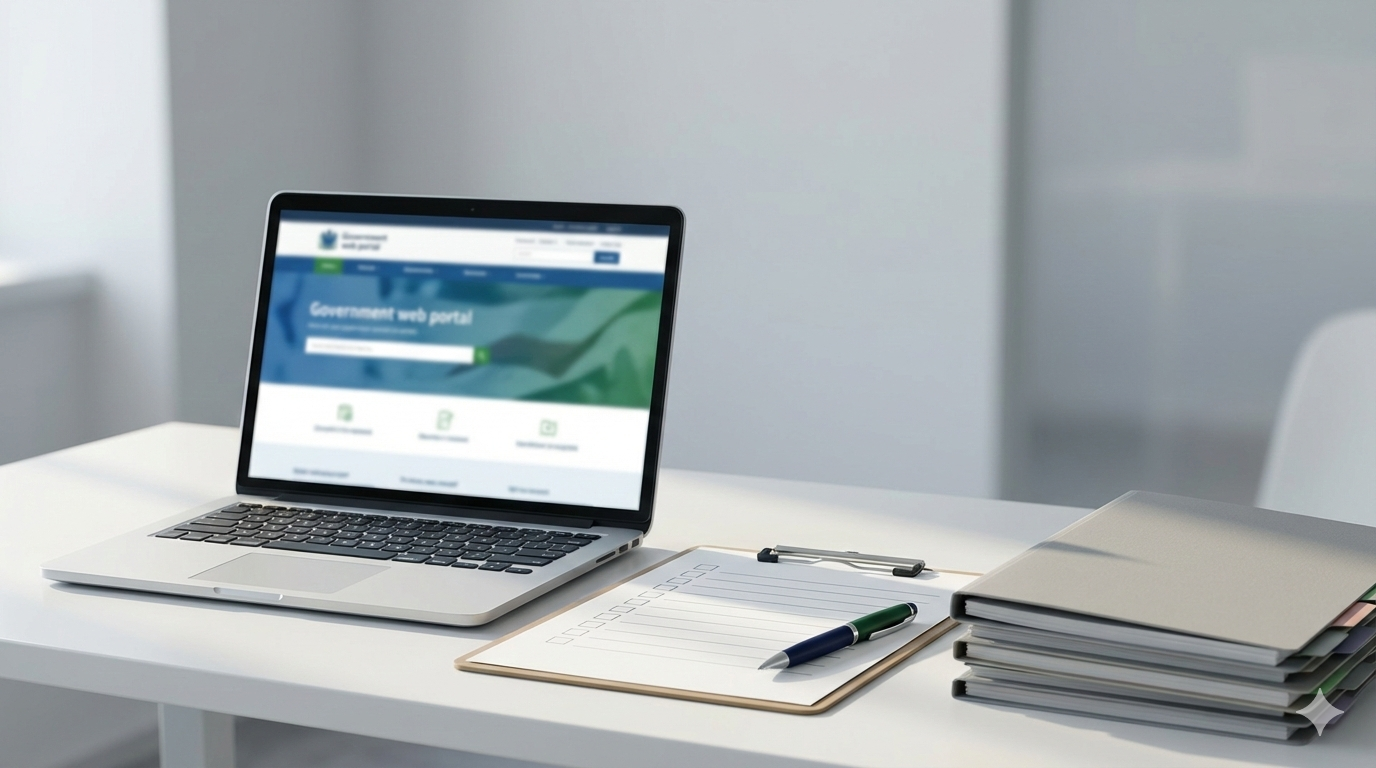 Mesa de escritório com checklist de conformidade do CTF/APP IBAMA. controle de obrigações e prazos
