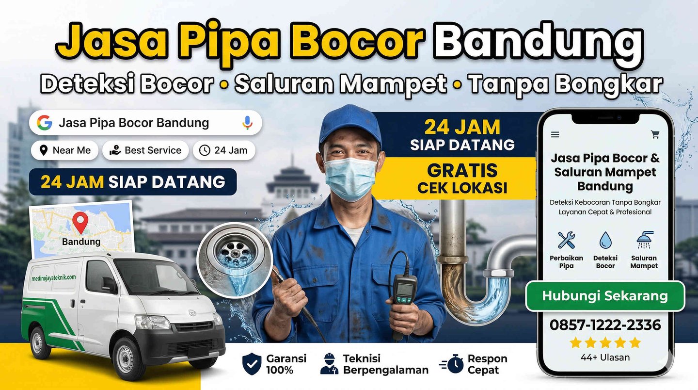 Jasa Pipa Bocor Bandung - Deteksi Bocor - Saluran Mampet - Tanpa Bongkar