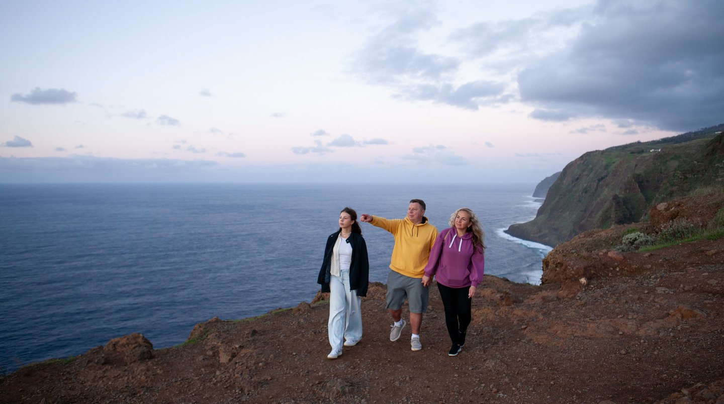 Family sunset photoshoot at Ponta do Pargo cliff edge Madeira