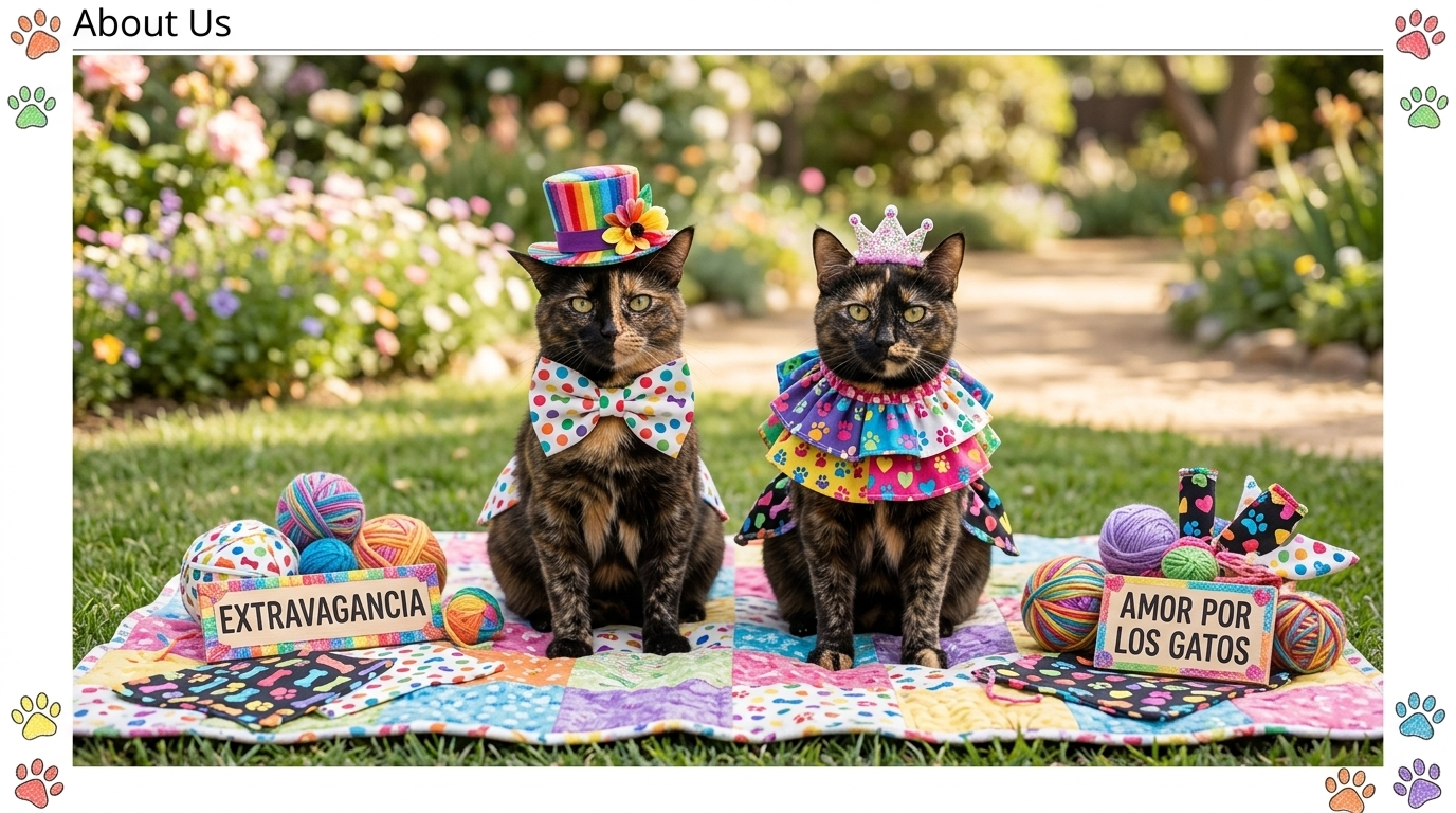 imagen de pareja de gatos con sombreros y gorros de colores