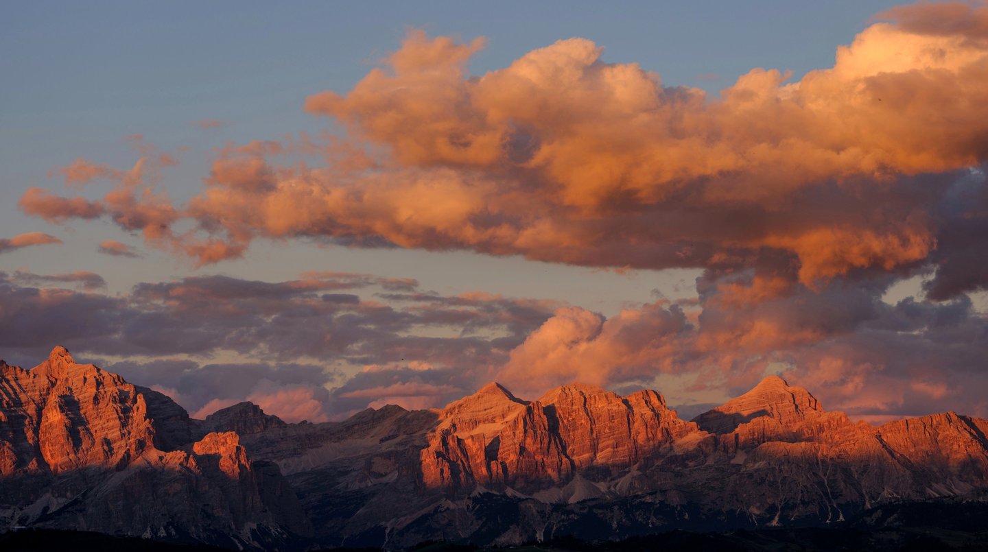 Couché de soleil depuis le col Gardena