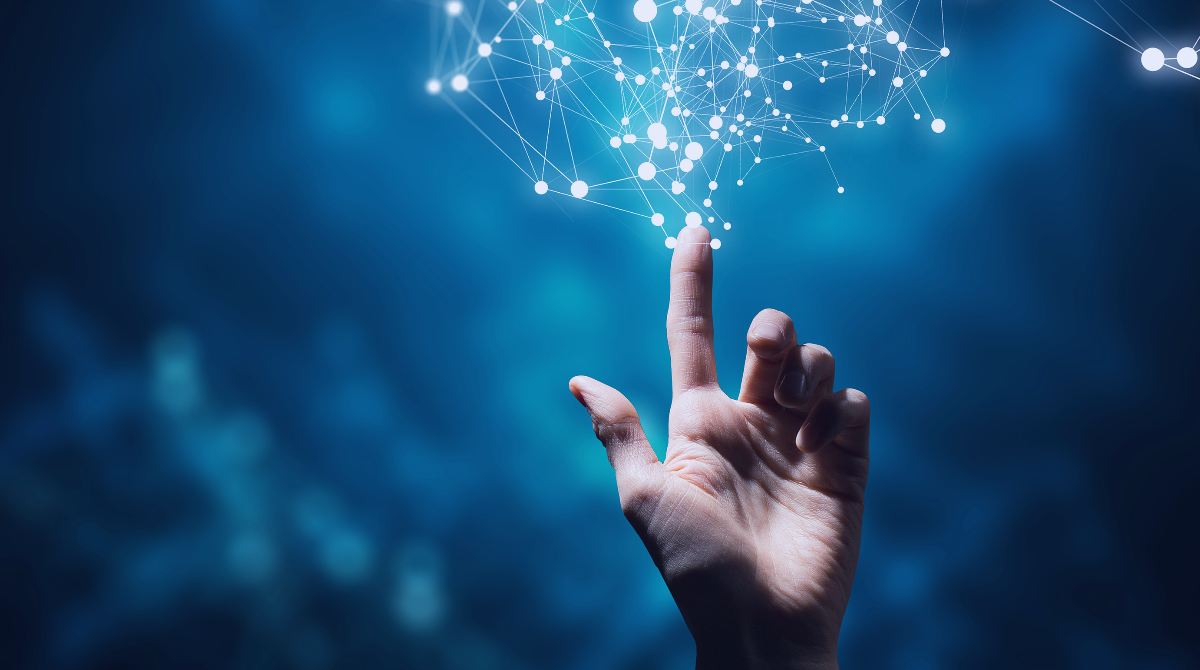 The human touch connecting with technology to drive digital transformation.