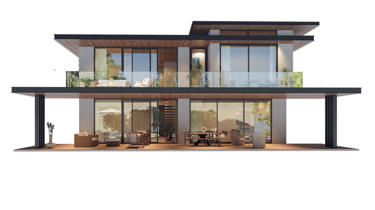 Une maison contemporaine  avec un balcon