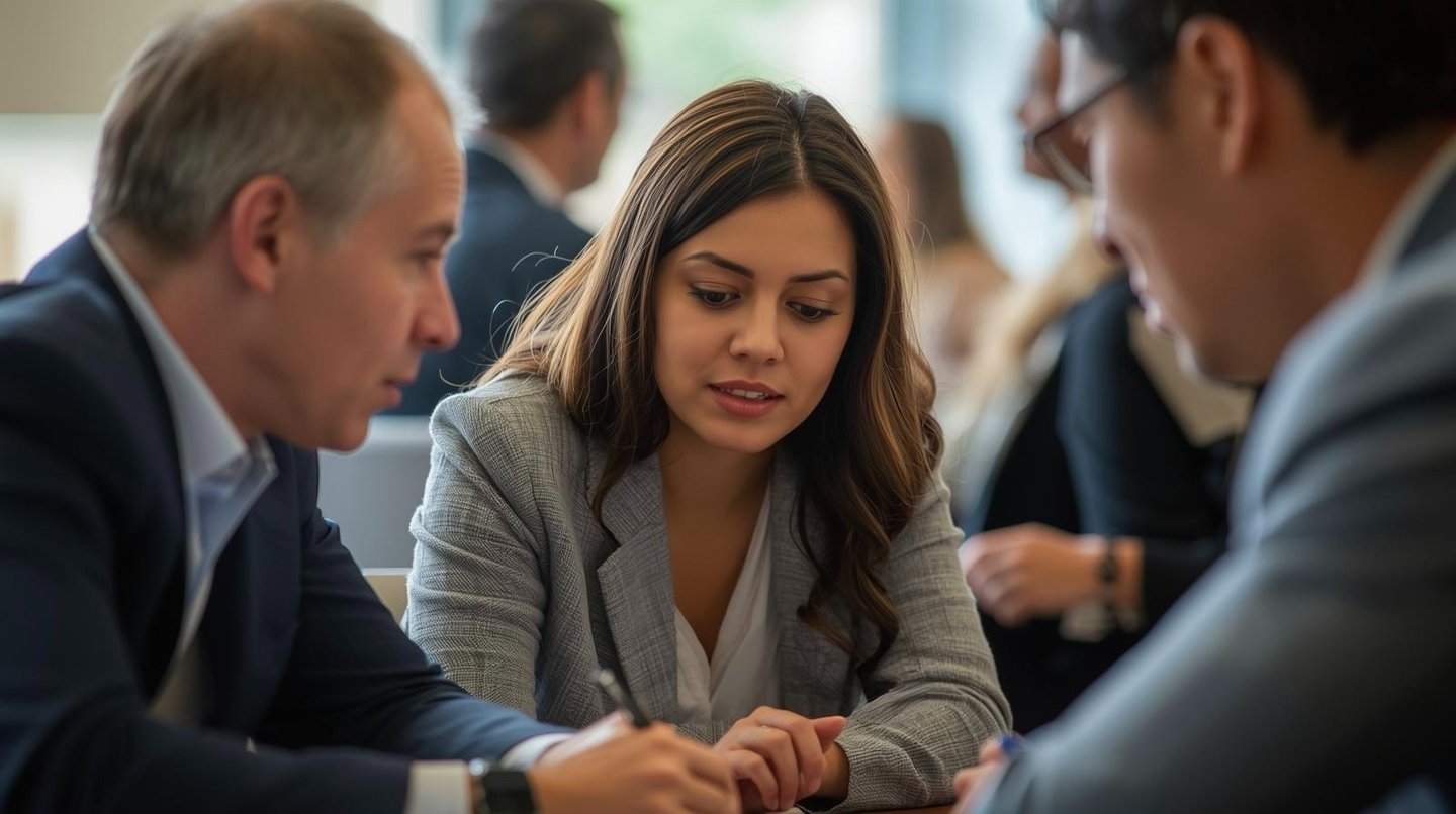 colleagues strategize how to apply influence workshop skills to their team's project
