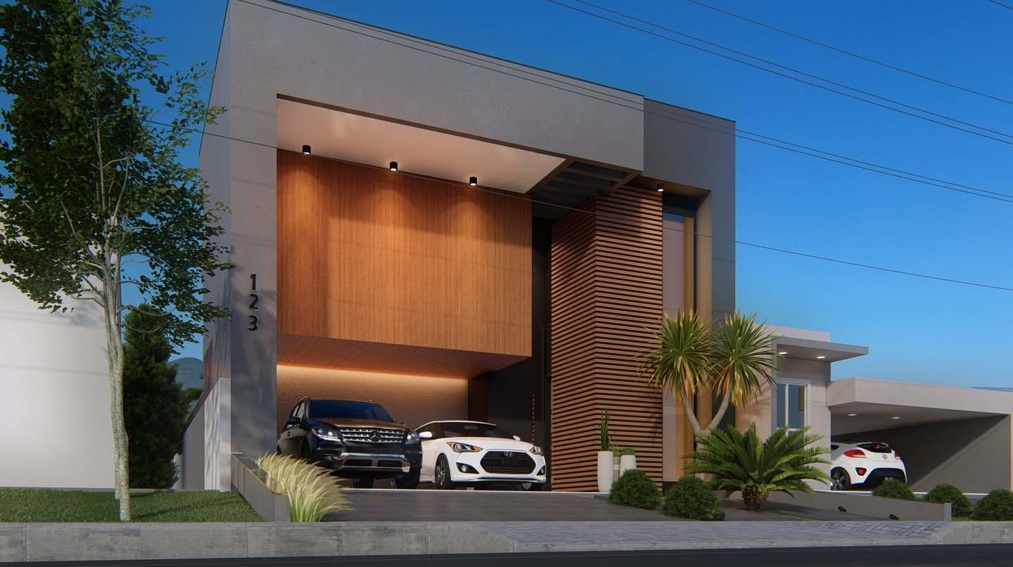 fachada sobrado contemporaneo