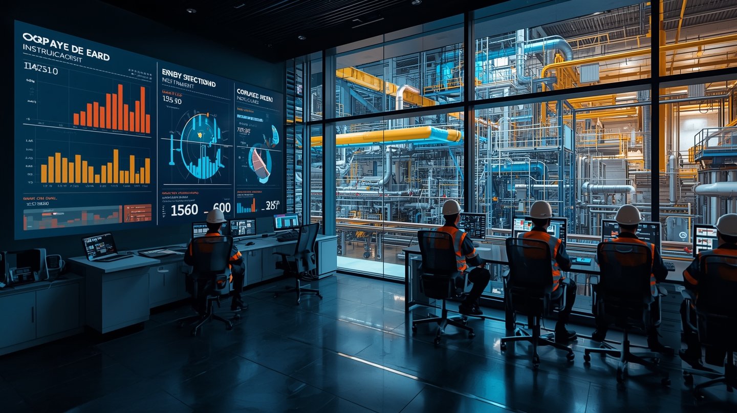 Visualizacion y monitoreo de planta de produccion en tiempo real. Cuarto de control