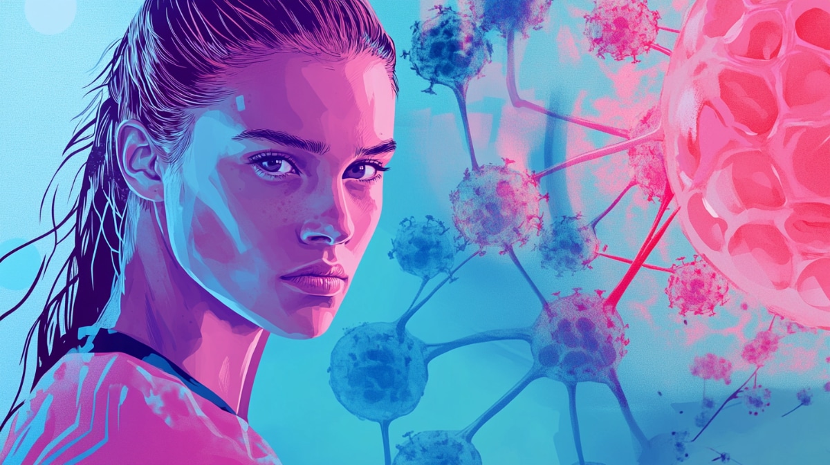 female soccer player and immune cells