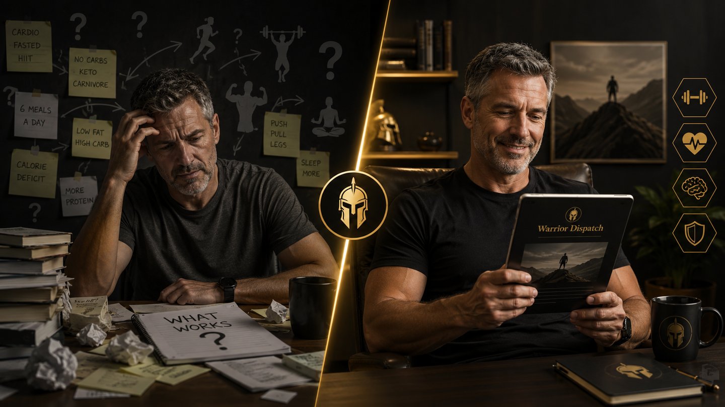 Man over 50 discovering clear strength, health, and fitness guidance through the Ageless Warrior War