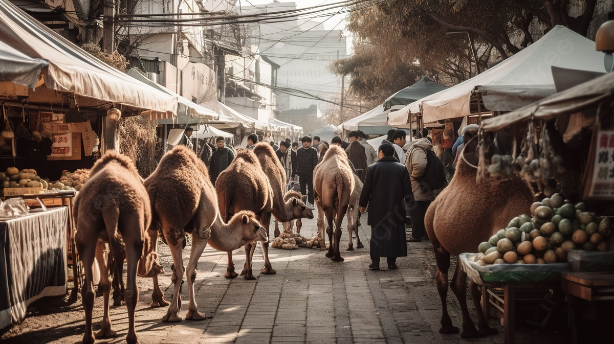 a imagem ilustra o comercio de camelos