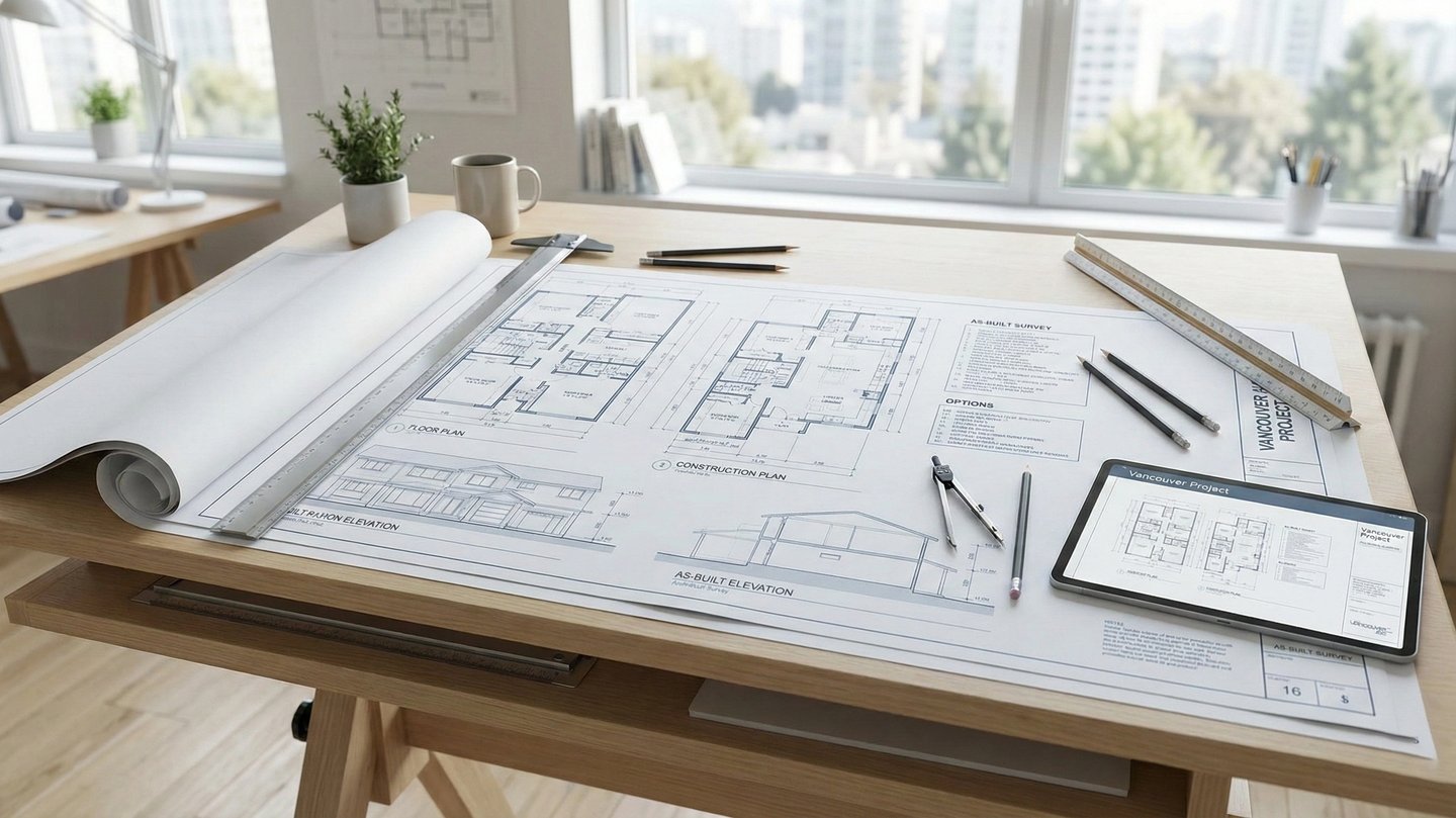 Detailed construction drawings used in a Vancouver home renovation
