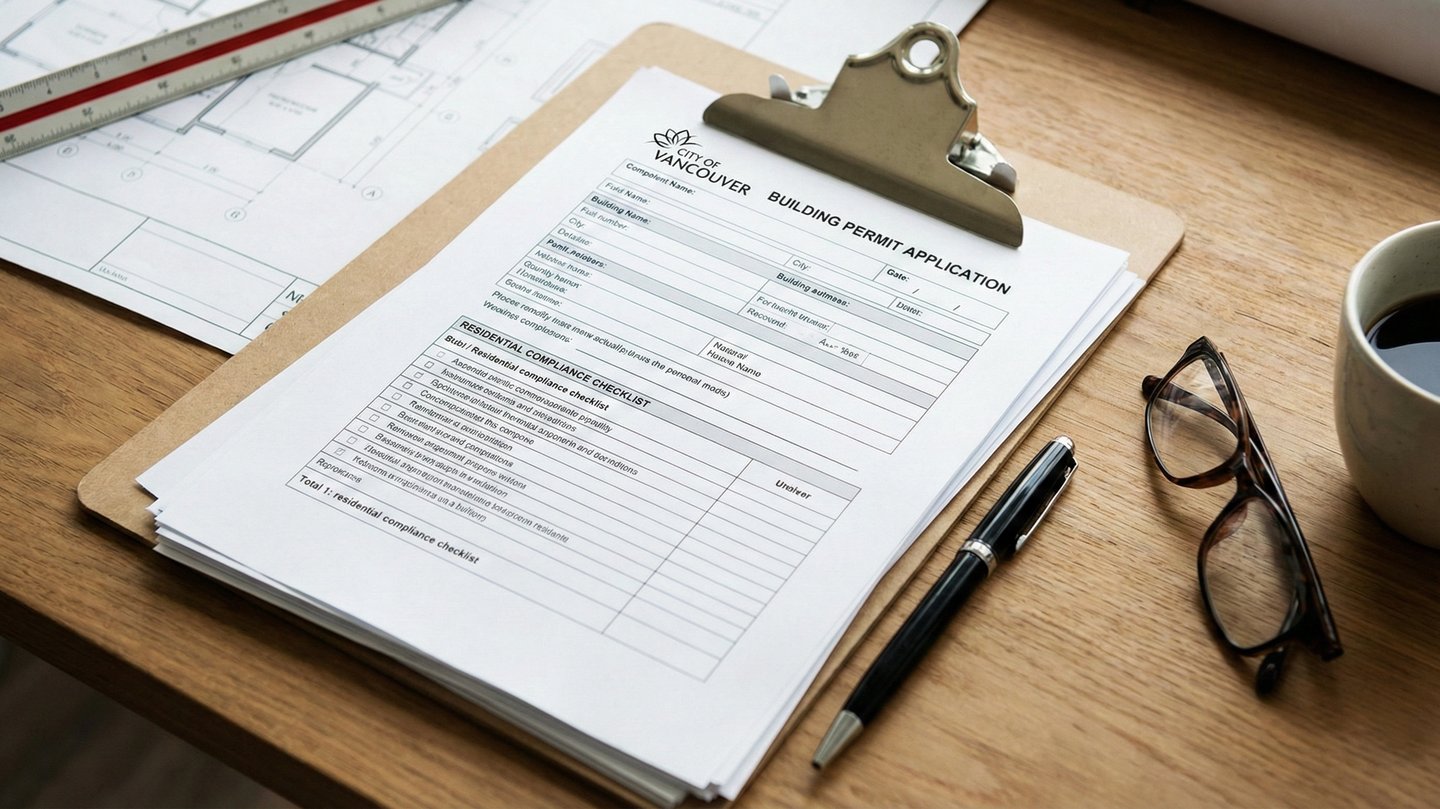 A Vancouver property being measured for an as-built survey before renovation